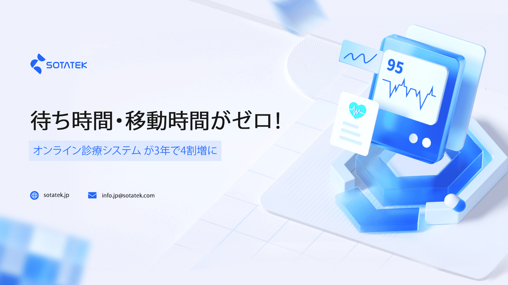 待ち時間・移動時間がゼロ！ オンライン診療システム が3年で4割増に