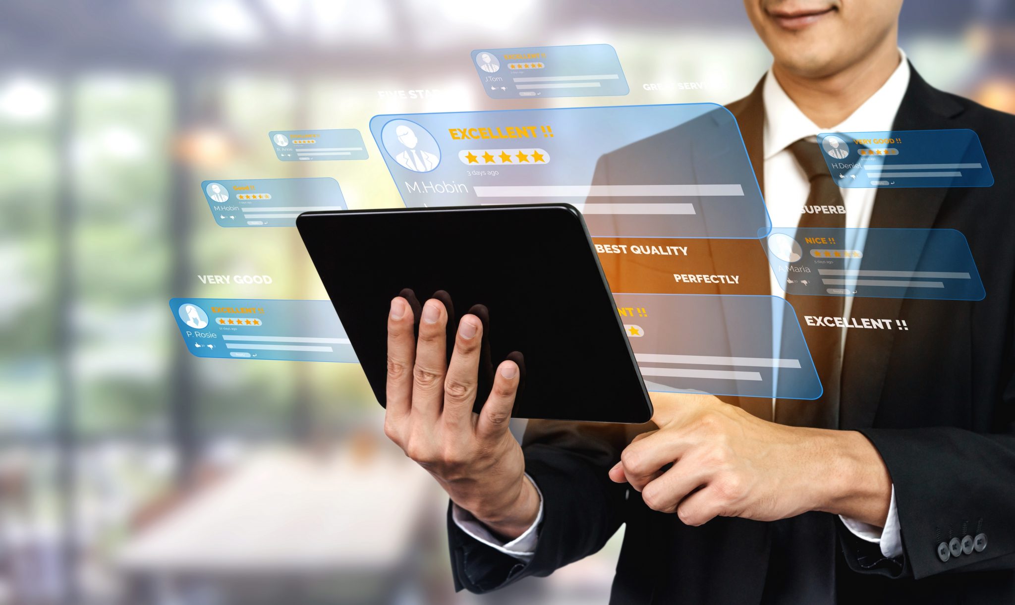 Customer review satisfaction feedback survey concept.