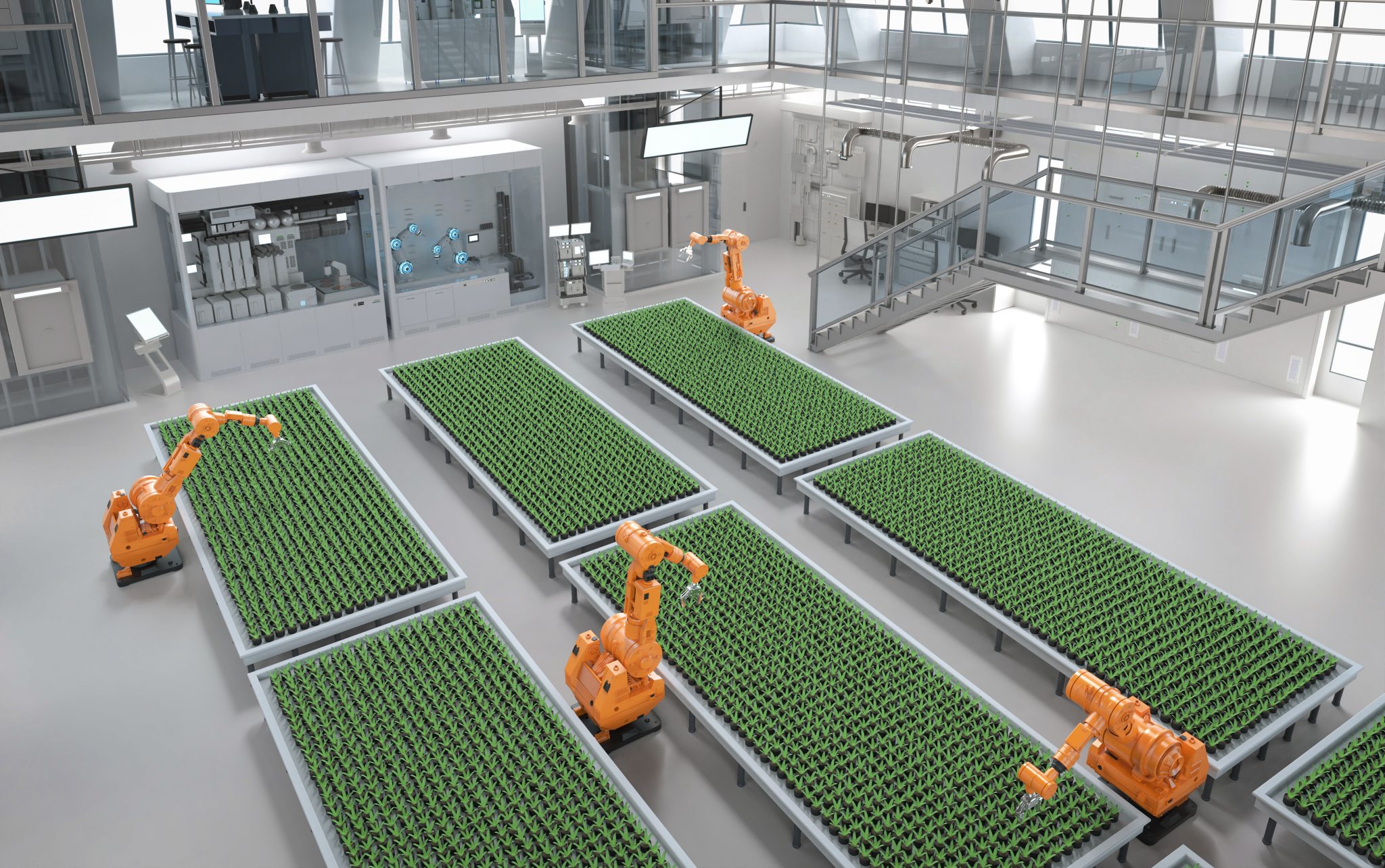 ロボットアームは製造工程で使用されている
